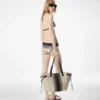 Bolso tote grande de jacquard a rayas Bolso tote grande de jacquard a rayas