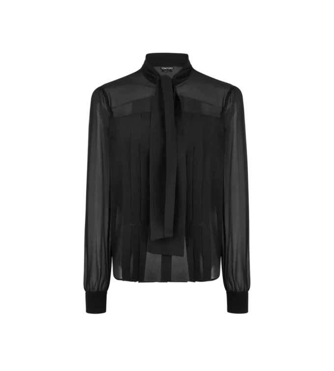 Blusa de manga larga con detalle plisado Blusa de manga larga con detalle plisado