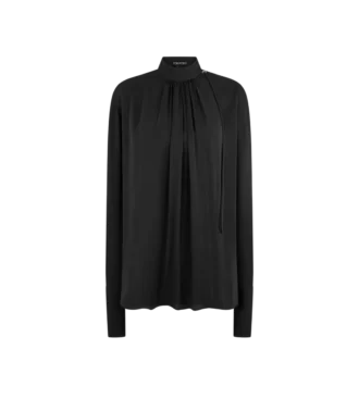 Blusa de manga larga de georgette de seda lavada