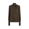 Blusa de manga larga de georgette de seda lavada