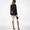 Blusa de seda de manga larga con cordones