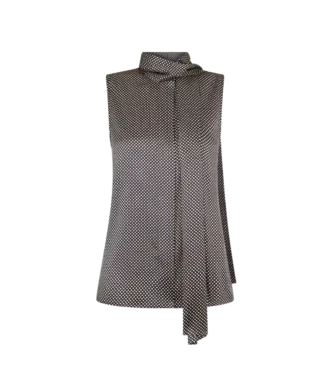 Blusa de seda sin mangas con lavalier