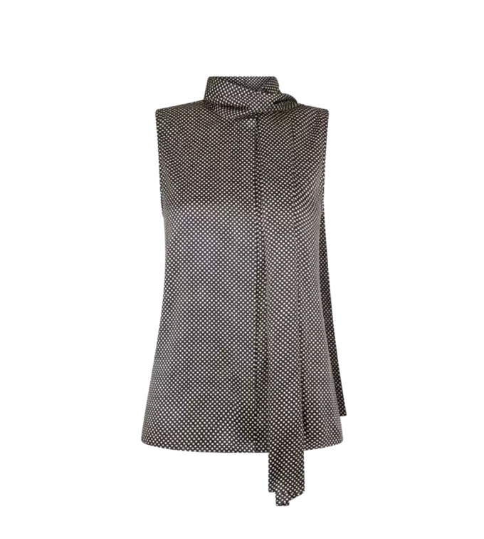 Blusa de seda sin mangas con lavalier Blusa de seda sin mangas con lavalier