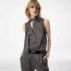 Blusa de seda sin mangas con lavalier Blusa de seda sin mangas con lavalier