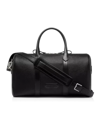 Bolsa de viaje mediana de piel granulada con abertura amplia