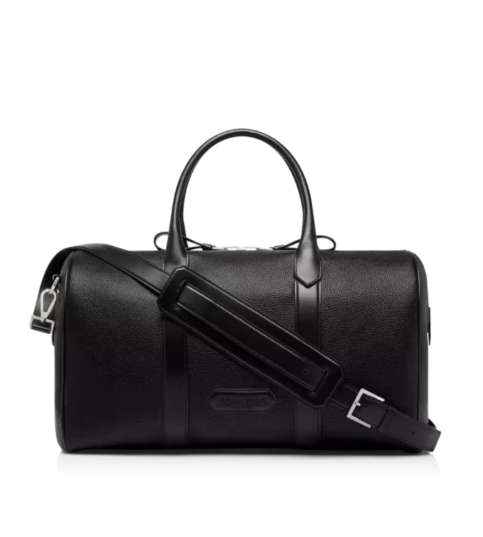 Bolsa de viaje mediana de piel granulada con abertura amplia Bolsa de viaje mediana de piel granulada con abertura amplia