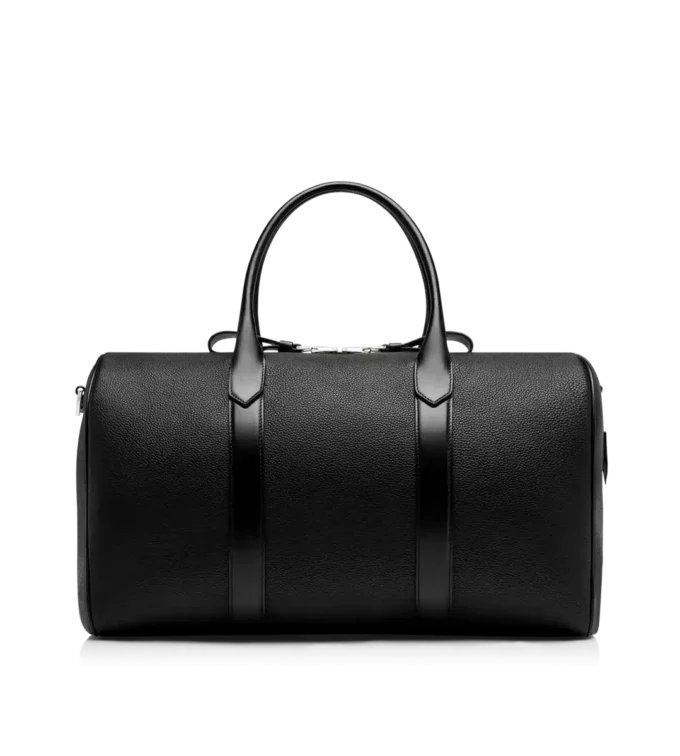 Bolsa de viaje mediana de piel granulada con abertura amplia Bolsa de viaje mediana de piel granulada con abertura amplia