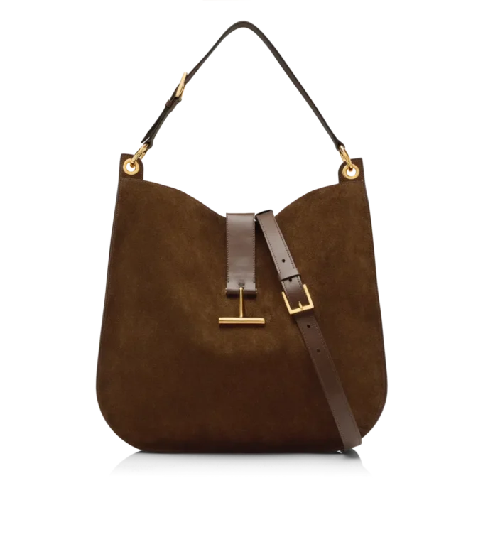 Bolso bandolera grande Tara de piel de ante y piel lisa Bolso bandolera grande Tara de piel de ante y piel lisa