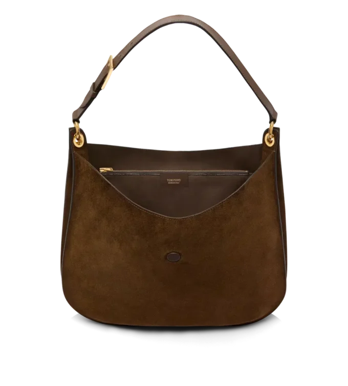 Bolso bandolera grande Tara de piel de ante y piel lisa Bolso bandolera grande Tara de piel de ante y piel lisa