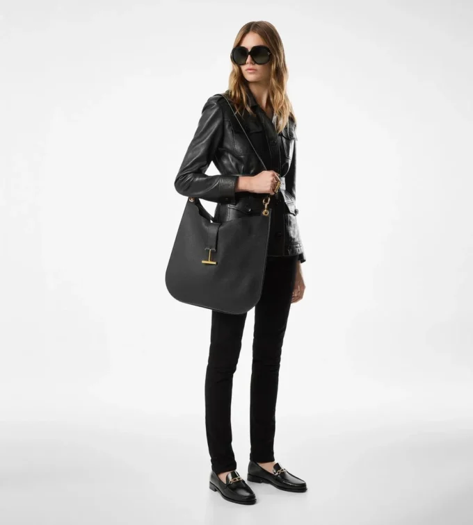 Bolso bandolera grande Tara de piel granulada Bolso bandolera grande Tara de piel granulada