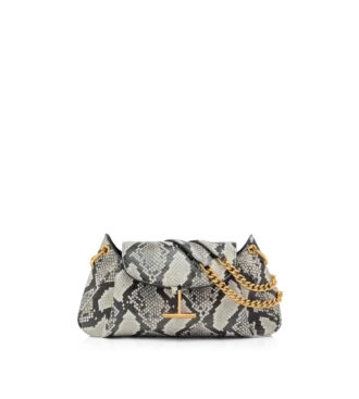Bolso de hombro con cadena Tara de pitón estampado