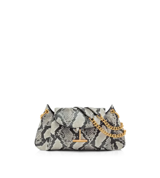 Bolso de hombro con cadena Tara de pitón estampado