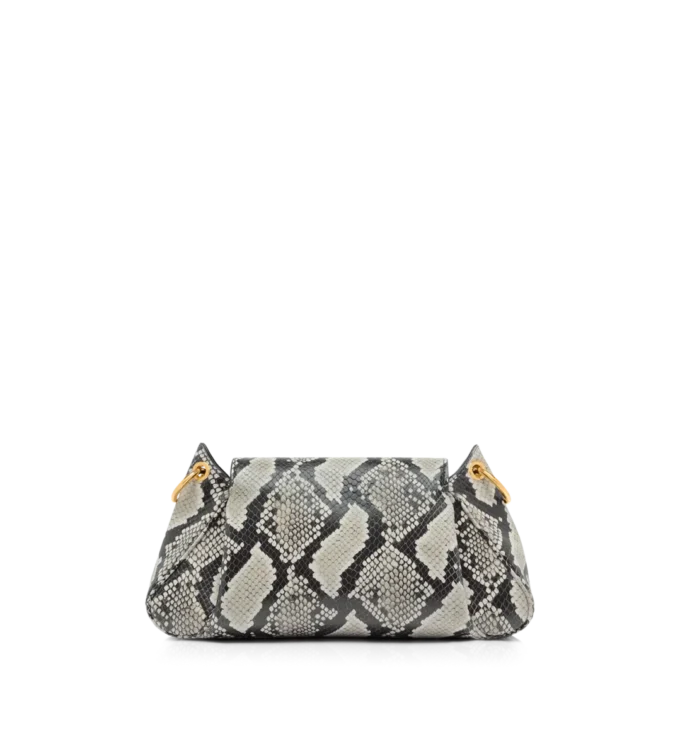Bolso de hombro con cadena Tara de pitón estampado