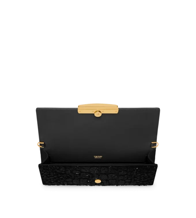 Bolso de mano Bar con bordado de lentejuelas efecto cocodrilo