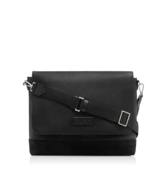 Bolso mensajero deportivo elegante de piel y ante