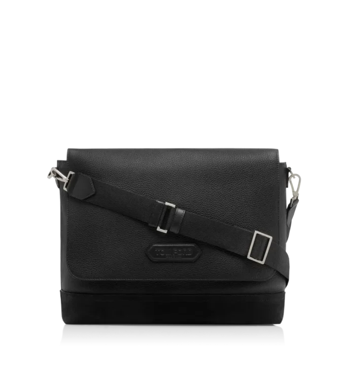 Bolso mensajero deportivo elegante de piel y ante Bolso mensajero deportivo elegante de piel y ante
