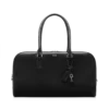 Bolso tipo bowling de piel granulada flexible con doble cremallera Bolso tipo bowling de piel granulada flexible con doble cremallera