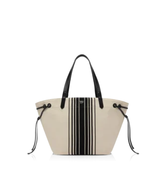 Bolso tote grande de jacquard a rayas