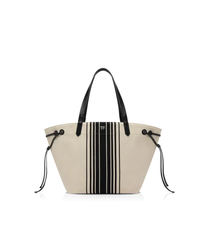 Bolso tote grande de jacquard a rayas Bolso tote grande de jacquard a rayas