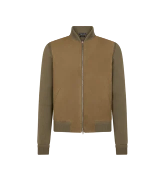 Bomber de nubuck con frente de merino