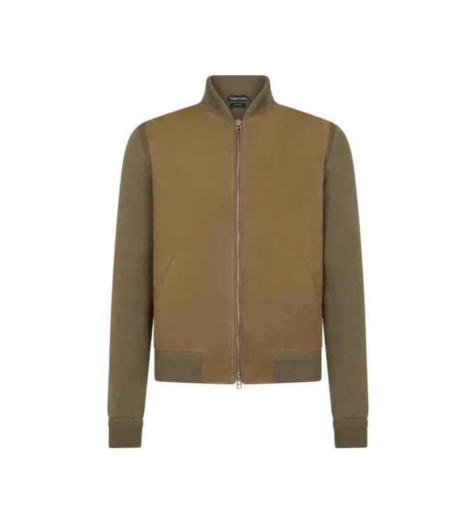 Bomber de nubuck con frente de merino Bomber de nubuck con frente de merino