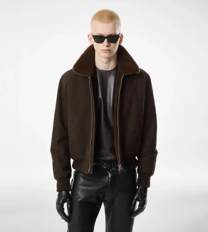 Bomber de vuelo de nubuck y piel de oveja Bomber de vuelo de nubuck y piel de oveja