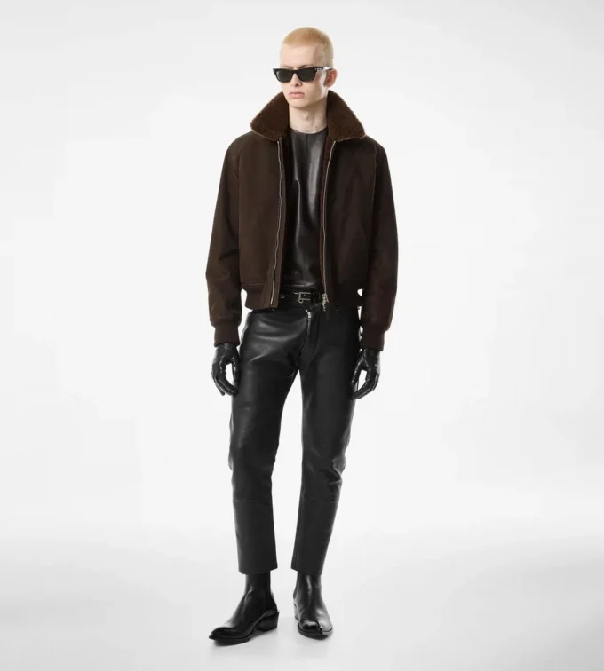 Bomber de vuelo de nubuck y piel de oveja Bomber de vuelo de nubuck y piel de oveja