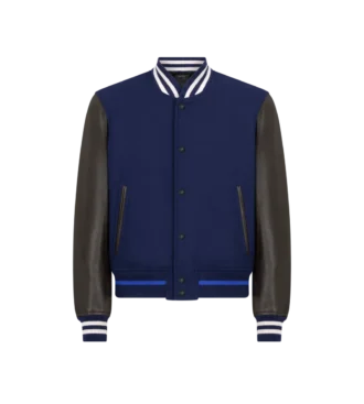 Bomber universitario con mangas de piel