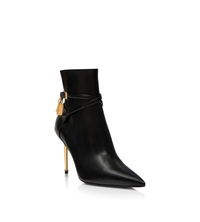 Botines de cuero con cierre de candado de 85 mm