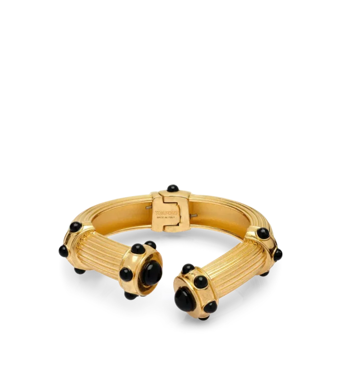 Brazalete de latón y cabujones de cristal Brazalete de latón y cabujones de cristal