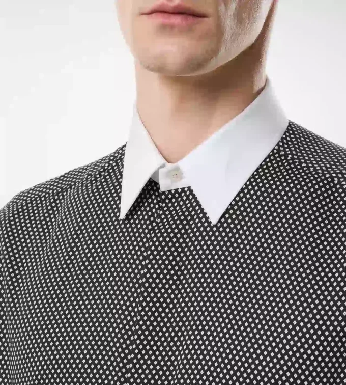 Camisa clásica de algodón con estampado de diamantes Camisa clásica de algodón con estampado de diamantes