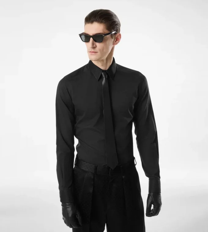 Camisa clásica de algodón y seda Camisa clásica de algodón y seda
