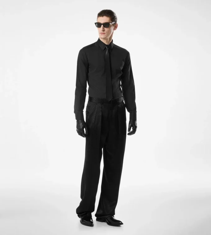 Camisa clásica de algodón y seda Camisa clásica de algodón y seda