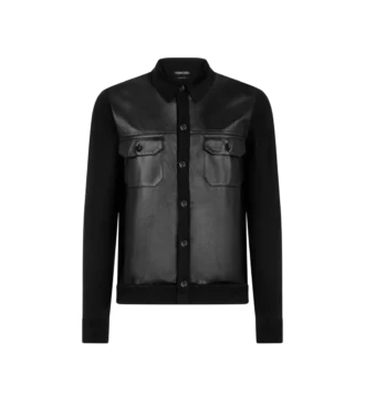 Camisa con parte delantera de piel