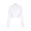 Camisa corta de popelín de mezcla de algodón y seda Camisa corta de popelín de mezcla de algodón y seda