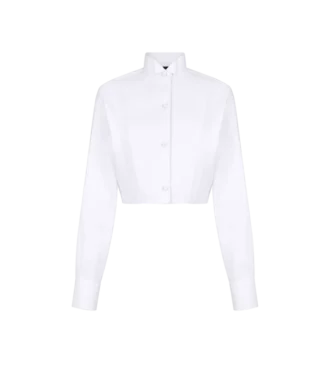 Camisa corta de popelín de mezcla de algodón y seda