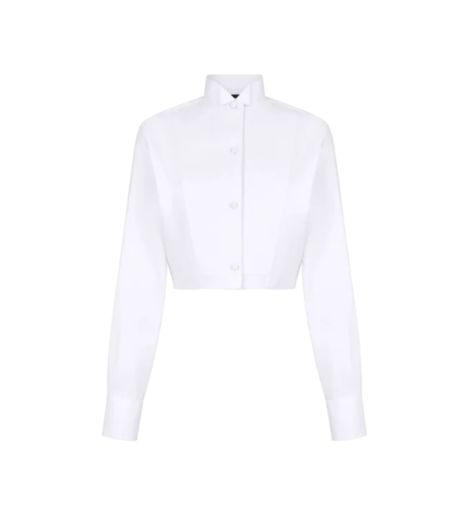 Camisa corta de popelín de mezcla de algodón y seda Camisa corta de popelín de mezcla de algodón y seda
