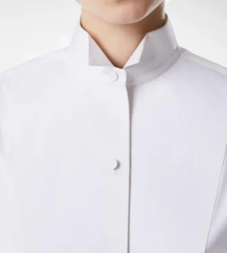 Camisa corta de popelín de mezcla de algodón y seda