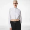 Camisa corta de popelín de mezcla de algodón y seda Camisa corta de popelín de mezcla de algodón y seda