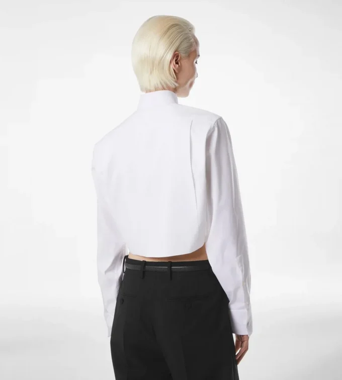 Camisa corta de popelín de mezcla de algodón y seda Camisa corta de popelín de mezcla de algodón y seda