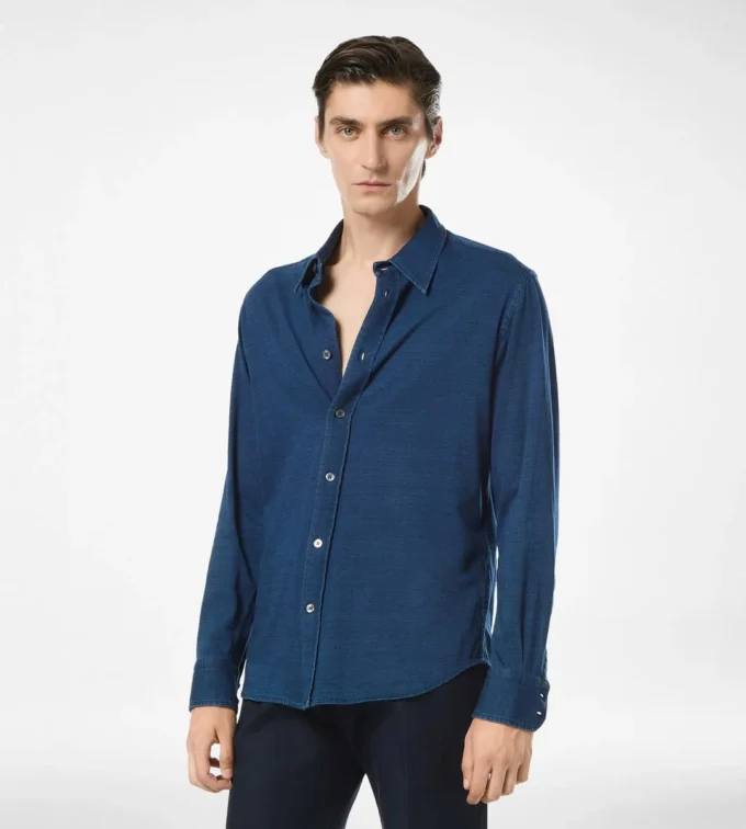 Camisa de algodón índigo Camisa de algodón índigo