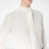 Camisa de crepé de seda con detalles plisados