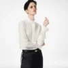 Camisa de crepé de seda con detalles plisados
