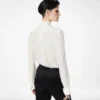 Camisa de crepé de seda con detalles plisados