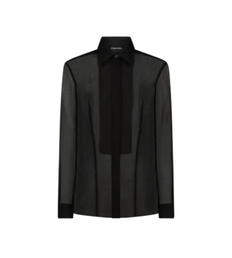 Camisa de gasa de seda con plastrón