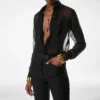 Camisa de gasa de seda con plastrón
