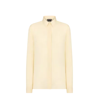 Camisa de georgette de seda lavada con logotipo TF bordado en tono