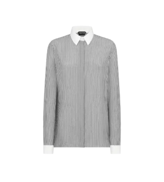 Camisa de seda a rayas con detalles en contraste