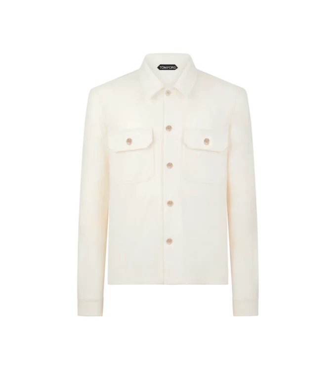 Camisa exterior con bolsillo en el pecho de cachemira Camisa exterior con bolsillo en el pecho de cachemira