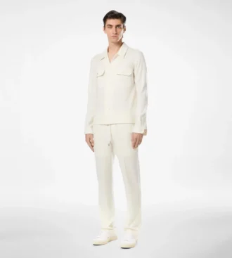 Camisa exterior con bolsillo en el pecho de cachemira